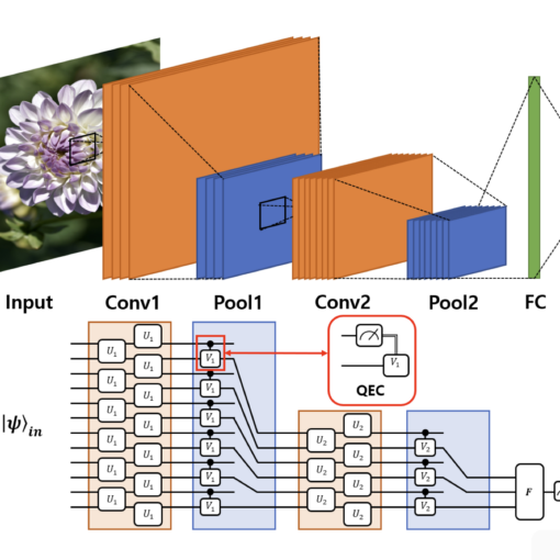 Simple example of CNN and QCNN. QCNN, like CNN, consists of a convolution layer that finds a new state and a pooling layer that reduces the size of the system.