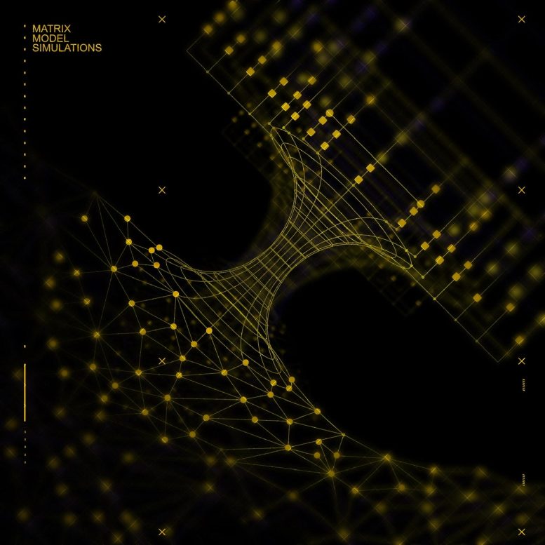 a pictorial representation of curved space time connects the two simulation methods - Credit: Enrico Rinaldi/U-M, RIKEN and A. Silvestri