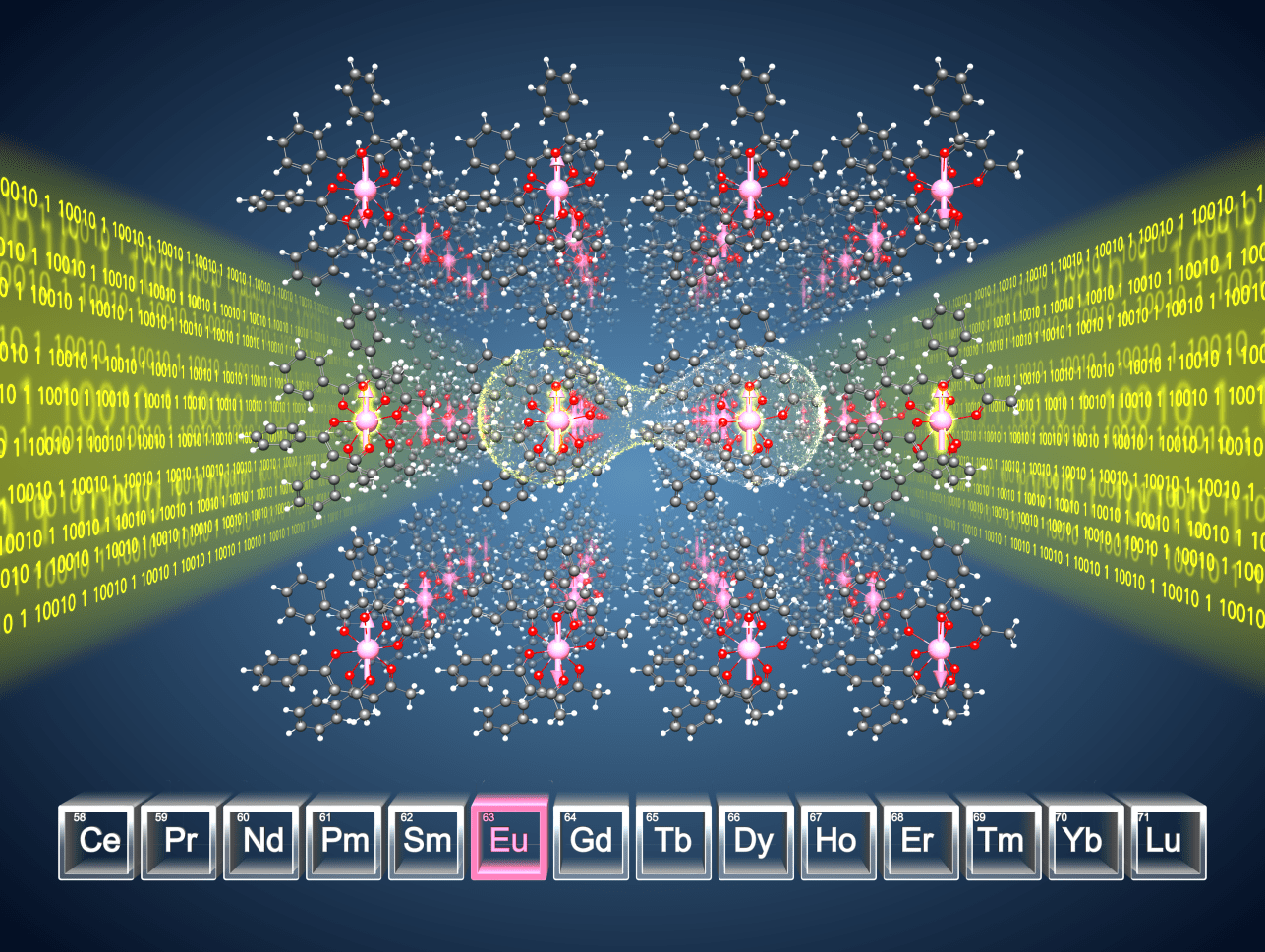 Illustration representing a quantum computer using a europium molecular crystal. © Christian Grupe