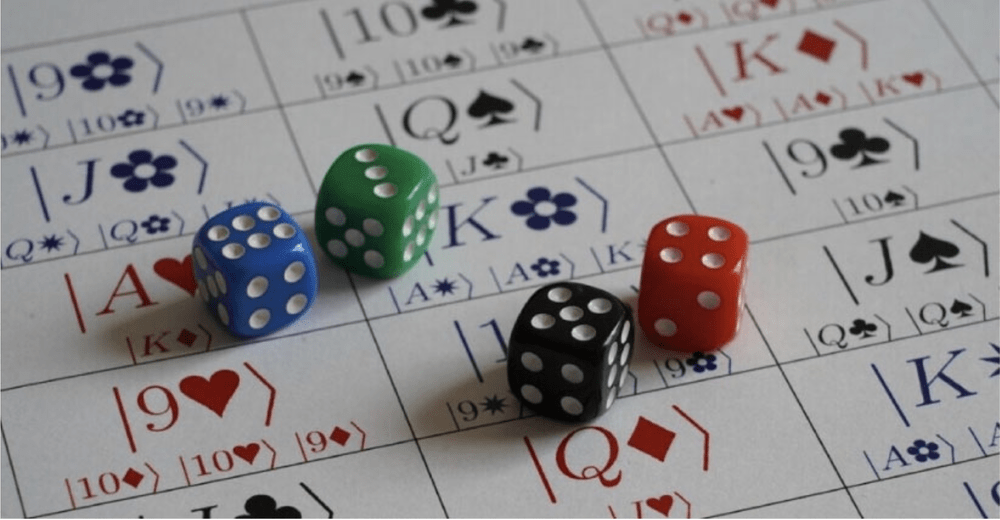 Quantum dice can be entangled such that the outcomes of any two for a roll are correlated with the outcomes for the other two.