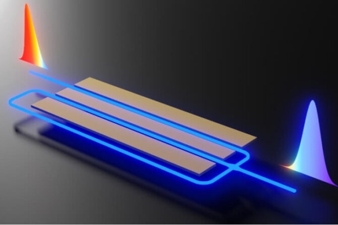 Changing the color of single photons using an integrated phase modulator. (Credit: Loncar Lab/Harvard SEAS)