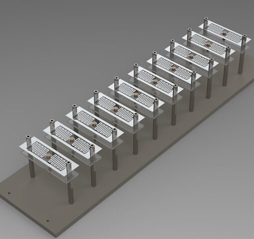 Illustration of the magneto-mechanical resonator array used in the experiment. Image credit: Gengming Liu