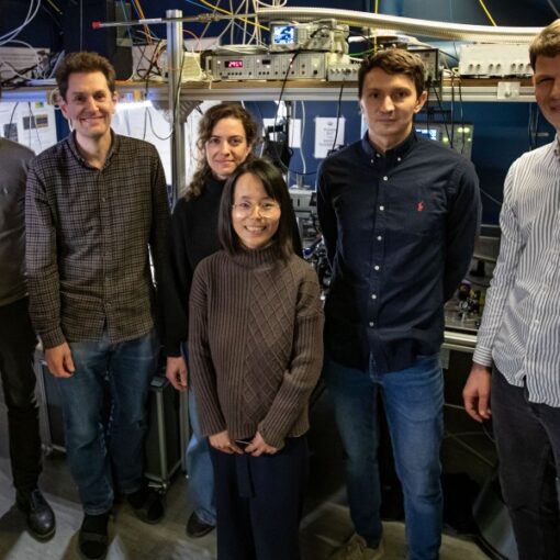 Part of the team behind the invention. From left: Peter Lodahl, Anders Sørensen, Vasiliki Angelopoulou, Ying Wang, Alexey Tiranov, Cornelis van Diepen. Photo: Ola J. Joensen.